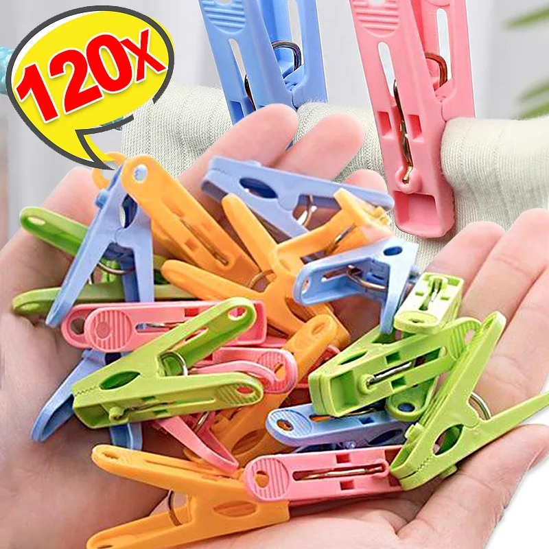 Pinces à linge, 20 à 120 pièces, pinces à linge, cintres en plastique, supports à linge, pinces de rangement pour la maison et la chambre à coucher, crochets pour serviettes
