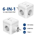 Extension de prise murale avec interrupteur, 3 prises, 2 ports USB A et 1 Type C, prise Cube Portable, adaptateur de multiprise, charge pour la maison