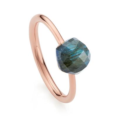 Rose Gold Nura Mini Nugget Stacking Ring Labradorite