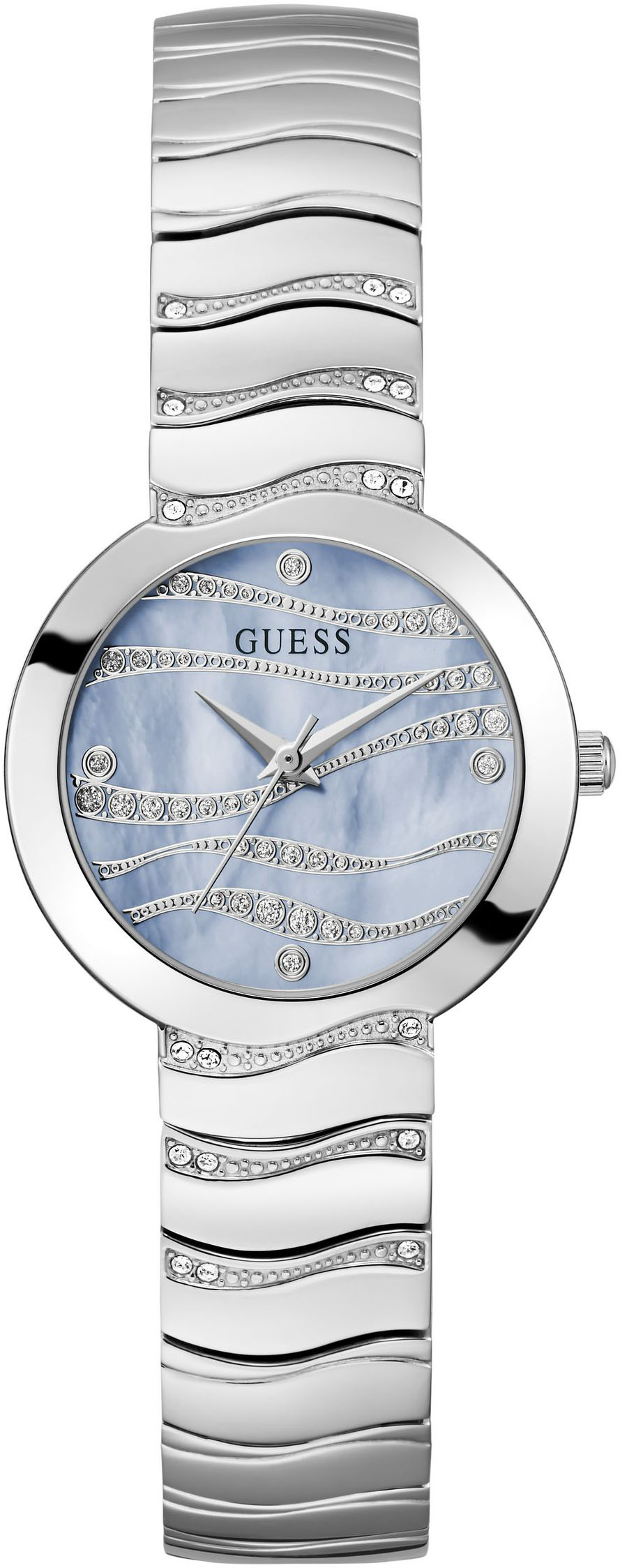 Quarzuhr GUESS "LAGUNA", silber (silberfarben), Armbanduhren, Damen, Armbanduhr, Damenuhr, Edelstahlarmband Image