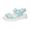Plateausandale WALDLÄUFER "H-NELE", Damen, Gr. 7 (40,5), blau (hellblau), Veloursleder, unifarben, modisch, Schuhe, Sommerschuh, Sandalette, Klettschuh in Komfortweite H (= sehr weit)