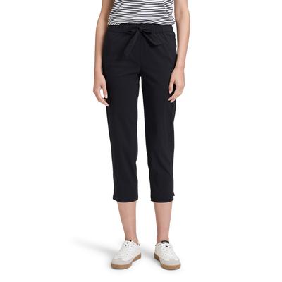 Stoffhose BETTY & CO "Betty & Co Casual-Hose mit elastischem Bund", Damen, Gr. 42, Normalgrößen, schwarz, Obermaterial: 76% Baumwolle, 20% Polyamid, 4% Elasthan., modisch, gerade 7/8-Länge, Hosen, Material Image
