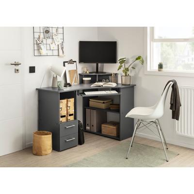 Schreibtisch VOGL MÖBELFABRIK "Sam", grau (graphitgrau), B:115cm H:87cm T:73cm, Tische, in 2 Größen, mit Tastaturauszug & Monitoraufsatz, opt. Towerfach Image