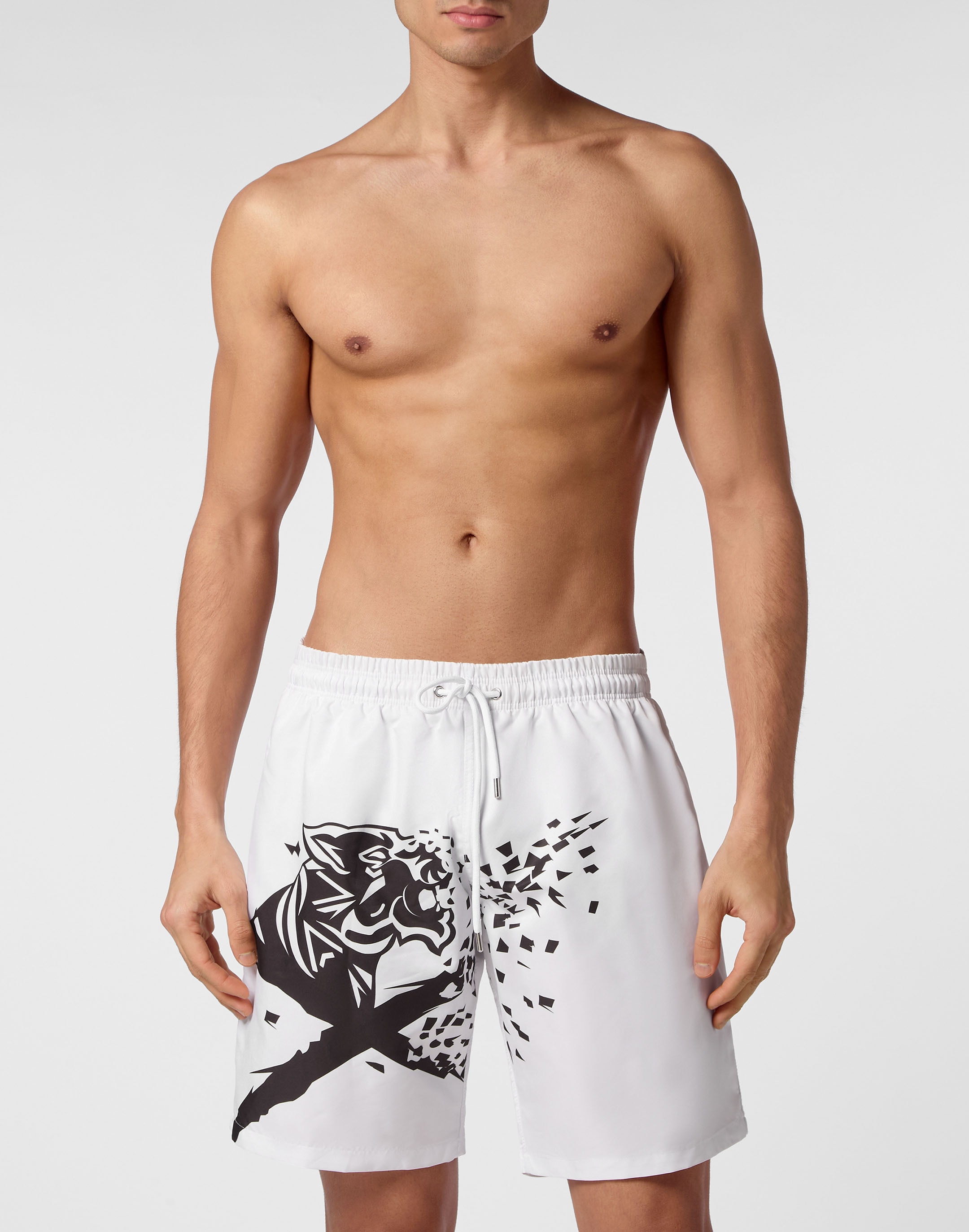 Badehose PLEIN SPORT "Badehose", Herren, Gr. XS, US-Größen, schwarz-weiß (0102, weiß, schwarz), Obermaterial: 100% Polyester, Badehosen Image