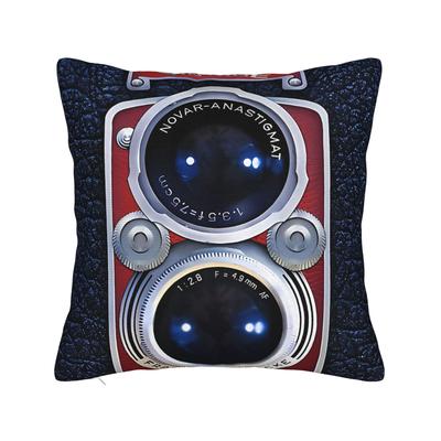 TEMU 1pc Style Camera Design Decorative Pillowcase, Polyester Woven Throw Pillow Cover With Zipper Closure, Machine Washable, For Room Types - Cores Not Included Image