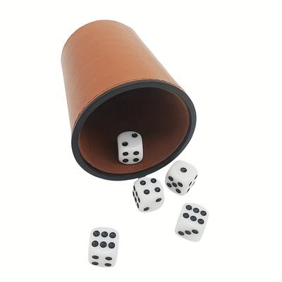 TEMU Synthetic Leather Dice Shaker Set - Silent, Hexagonal, Casting - Ideal For Christmas And Spring Festival Games, Dice Decor Image