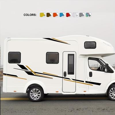 TEMU 6pcs Striped Vinyl Decal Set. Suitable For Camping Vehicles, Rvs, And Van Customization Accessories - Graphic Stickers