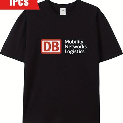 TEMU 1pc Men's Casual Short Sleeve T-shirt - Black With Graphic Print, Breathable Cotton, Regular Fit, Machine Washable, , Casual Wear | Round Neckline | Nontransparent Material Image