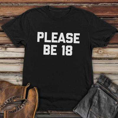 TEMU Patterns Funny Slogan Please Be 18 Spring And Summer Men's Short-sleeved T-shirts Printed Tops Summer T-shirts Image