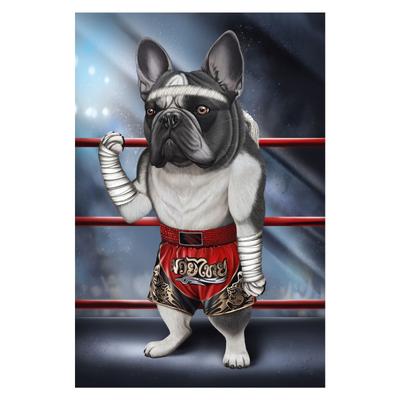 TEMU 1pc Bulldog Muay Canvas Print, 12x18inch Frameless Wall Art, Multipurpose Decor For Living Room, Bedroom, Office, Cafe - English Text, No Battery Required Image
