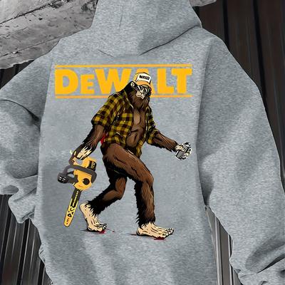 "TEMU Men's Red Graphic Hoodie With "devil" Print - Casual Long Sleeve Sweatshirt 18-40, Machine Washable, Fit" Image