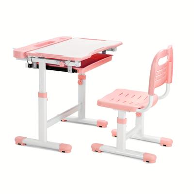 TEMU Desk And Chair Set Height Adjustable Study Desk And Chair With 55° Tiltable Desktop, Storage Drawer And Metal Hook