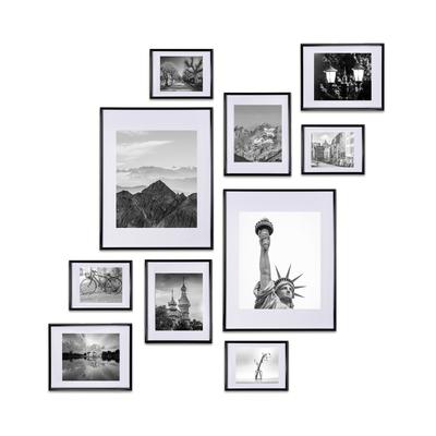 TEMU 10pcs Elegant Black & Frame Set - , Pvc, Horizontal & Vertical Display - Ideal For Living Room, Bedroom, Office Decor - Perfect Gift For Holidays & , Room Decor Image