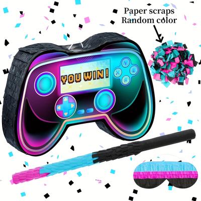 TEMU 4 Game Console Birthday Theme Party Piñata Props, Decorative Party Supplies, Bat + Eye Mask + 50g Confetti Color Random Image