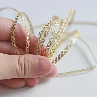 "TEMU 1 Yard - 5mm/0.2" Golden And Silver Tiny Sparkling Trimming, Sewing Craft Supplies, Ideal For Doll Clothes Decoration, Craft Embellishment|sparkling Trimming|durable Fabric, Sewing Supplies" Image