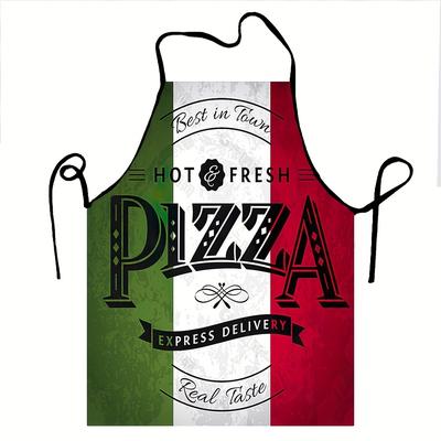 TEMU Italian Apron - Retro Style, Polyester, Adjustable Neck & Waist Ties, Ideal For Pizza & Italian Cooking, 68x95cm, Italian Flag Themed Items Image
