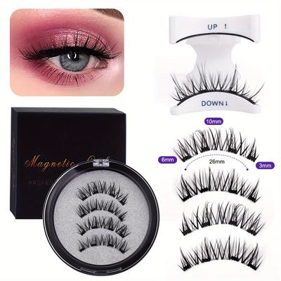 TEMU 3d Magnetic False Eyelash Set- Easy To Apply, No Glue Needed, Reusable And Water-resistant, Look- Suitable For Events, Festivals, And Everyday Makeup. Image