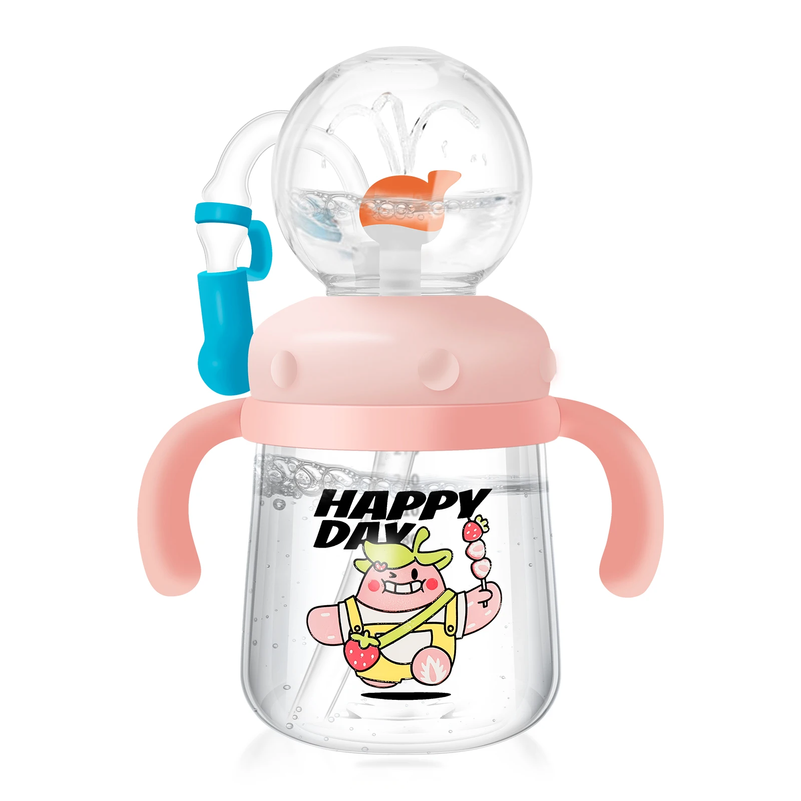 300 ml Baby Trinkbecher Babyflasche mit Strohhalm Niedlicher Wal Squirt Wasserbecher Trinkmilch Wasserflasche mit Griff Auslaufsicher Image