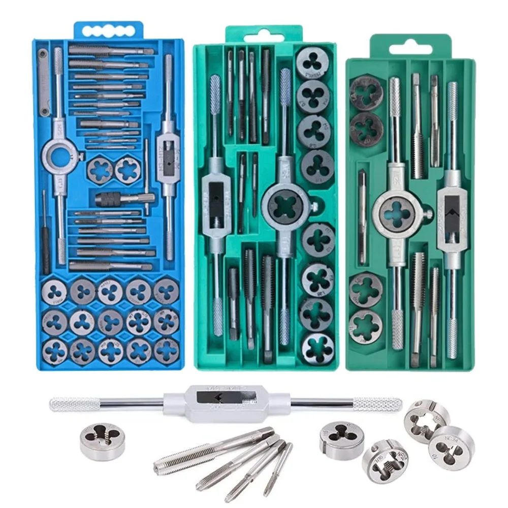 Gewindebohrer- und Matrizensatz M3-M12, metrische Gewindestopfen, Handgewindebohrer, gerade, konische Gewindeschneidwerkzeuge, 12/20/40 Stück Image