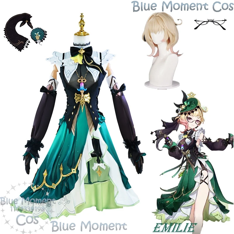 Emilie Cosplay Maid Kostüm Genshin Impact Cosplay Emilie Halloween Grün Anime Party Uniformen Schuhe Süßes Kleid Cosplay Dendro