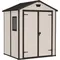 Outdoor Apex Double Door Garden Storage Shed 6 x 5ft Beige Brown Wood effect, Fade Free, All Weather