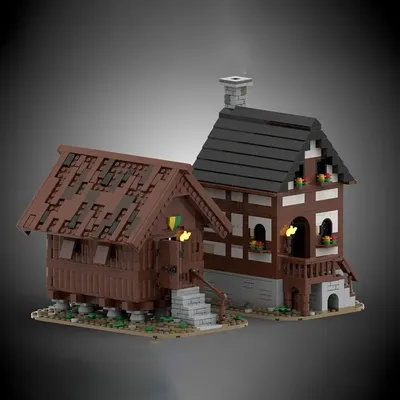 MOC Bausteine mittelalterlichen Getreidespeicher Rahmen Haus klassische Gebäude Montage Bausteine Image