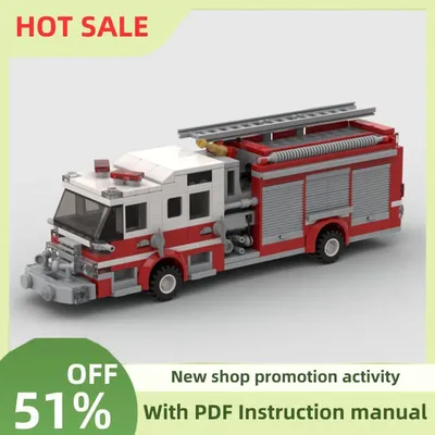 Neue Moc Stadt Feuer Kampf Serie Pumpe Lkw Modell Gebäude Diy Kreative Ideen Kinder Spielzeug Image