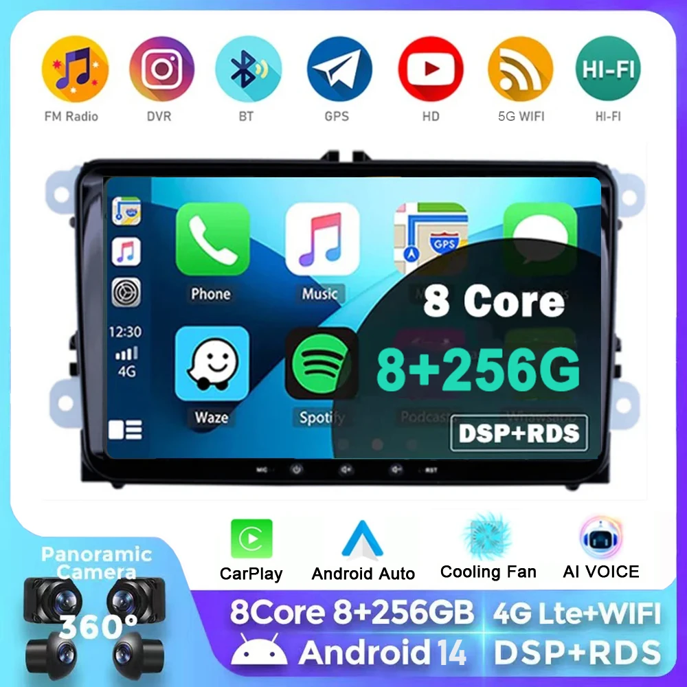 Android 14 Auto-Multimedia-player Auto DVD Für VW Volkswagen Golf Polo Tiguan Passat Amarok skoda rapid octavia Radio 4G + WIFI Image