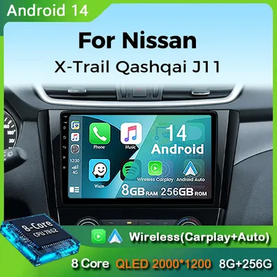 Android 14 autoradio für nissan x-trail 3 t32 qashqai j11 2 2013-2018 carplay android auto qualcomm auto stereo multimedia player