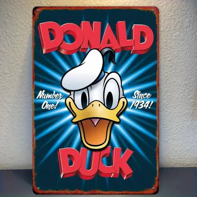 BarCollectGifts Donald Duck Vintage-Blechschild – klassische Cartoon-Kunst – Eisendekor für Spielzimmer und Sammler – perfektes Geschenk Image
