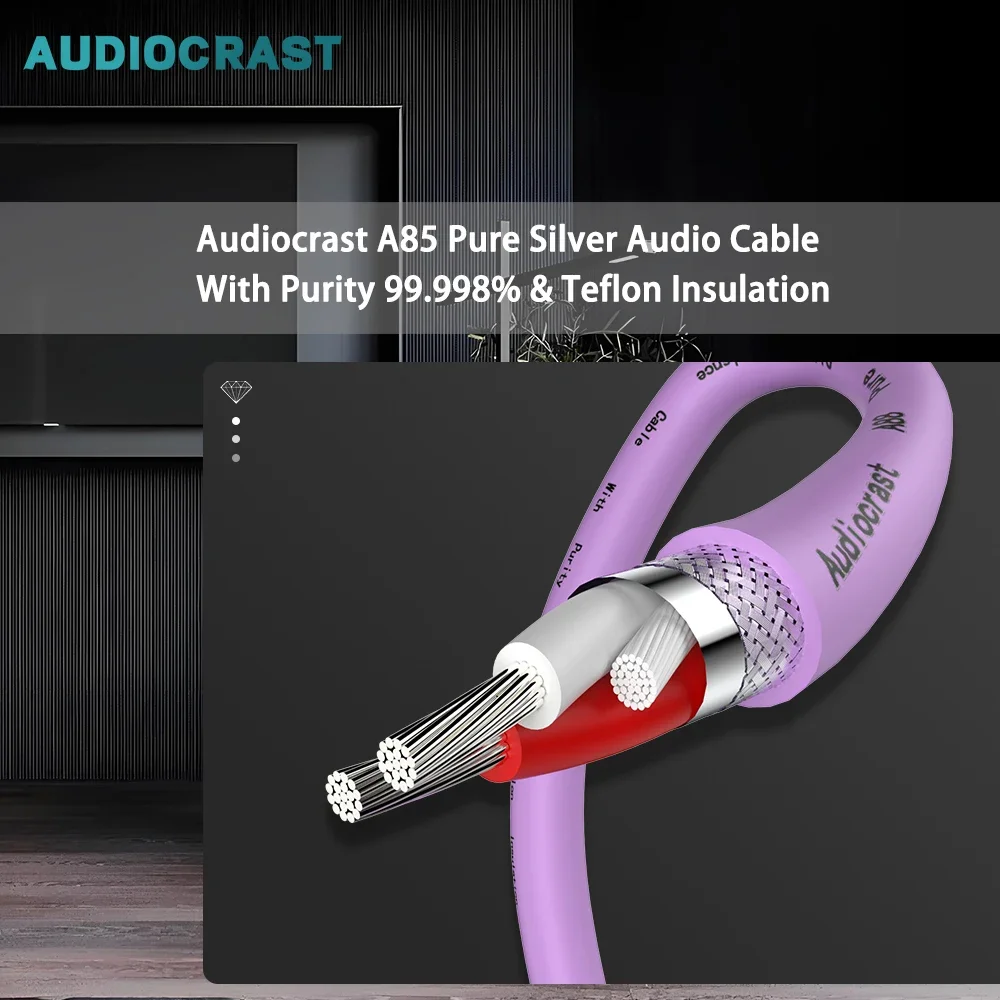 Audio crast a85 Audio kabel aus reinem Silber mit einer Reinheit von 99.998% und Ptfe-Isolierung 4n Hifi-Audio-Bulk-Kabel aus reinem Silber DIY 2 Adern Image