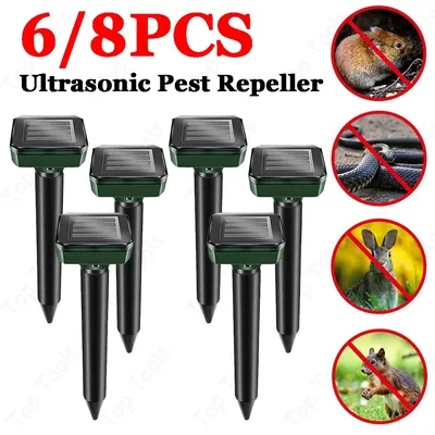 6/8PCS Ultrasonic Animal Repellant Mole Snake Repellant Solar Powered Rechargeable Garden Animal Deterrent For Farm Yard Lawn