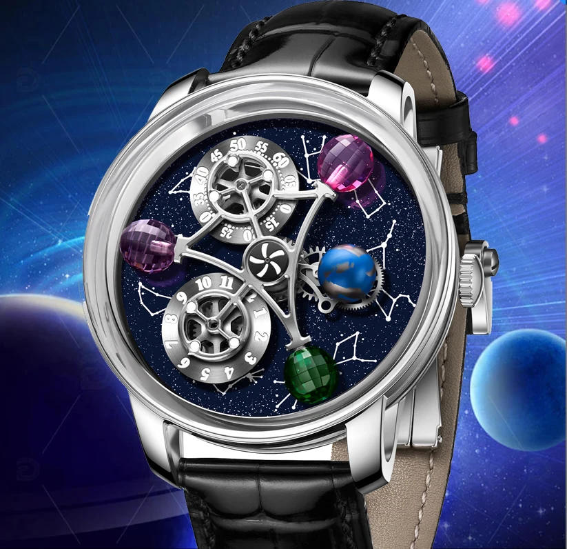 2025 HAEMMER herren Uhr Top Luxus Marke Rotierenden Konstellation Zifferblatt Miyota 8215 Nacht Relogio Masculino + Box Image