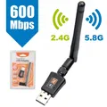 360 portatile 600Mbps Dual Band 5GHz Scheda di rete wireless Lan USB PC Adattatore WiFi Antenna