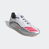 Fußballschuh ADIDAS PERFORMANCE "F50 MESSI LEAGUE FG/MG", Gr. 40, cloud weiß, lucid rot, silber metallic, Synthetik, sportlich, Schuhe, geeignet für Rasen- und Kunstrasenplätze