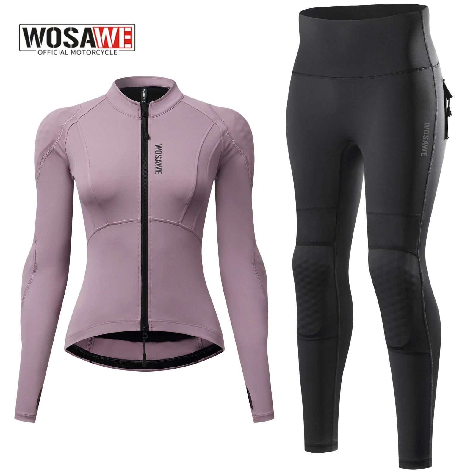 WOSAWE Damen Motorradjacke Hosen Set mit CE-zertifizierter Rüstung Sommer Sport Fahrrad Schutzausrüstung Offroad Motocross Rüstung Set Image