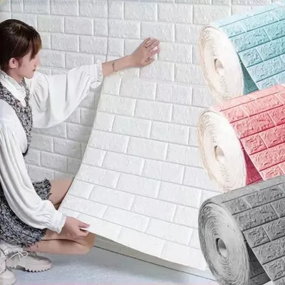 1/2/5/10 m 3D Tapete Aufkleber Roll Panel Weiß Weiche Schaum Ziegel Marmor Rock Kopfsteinpflaster DIY Wand Home Room Decor Schützen Image