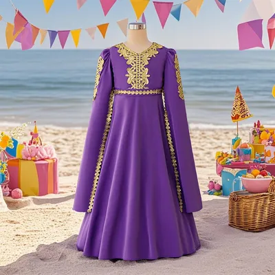 FRobe Kleid Urlaub Party Mädchen Prinzessin Kleid Paillettenband Kinderkleid kleines Mädchen Image