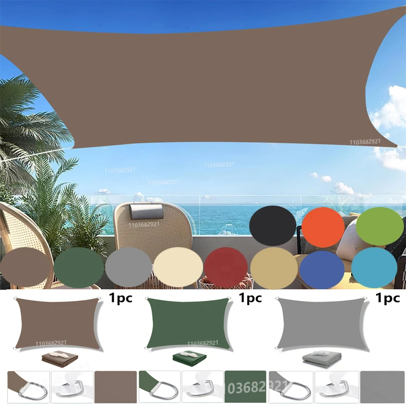 Wasserdichter Sonnenschutz, Segelschuppen, rechteckiger UV-blockierender Sonnenschirm, Schuppen für den Außenbereich, Garten, Terrasse, Sonnenschutz-Überdachung Image