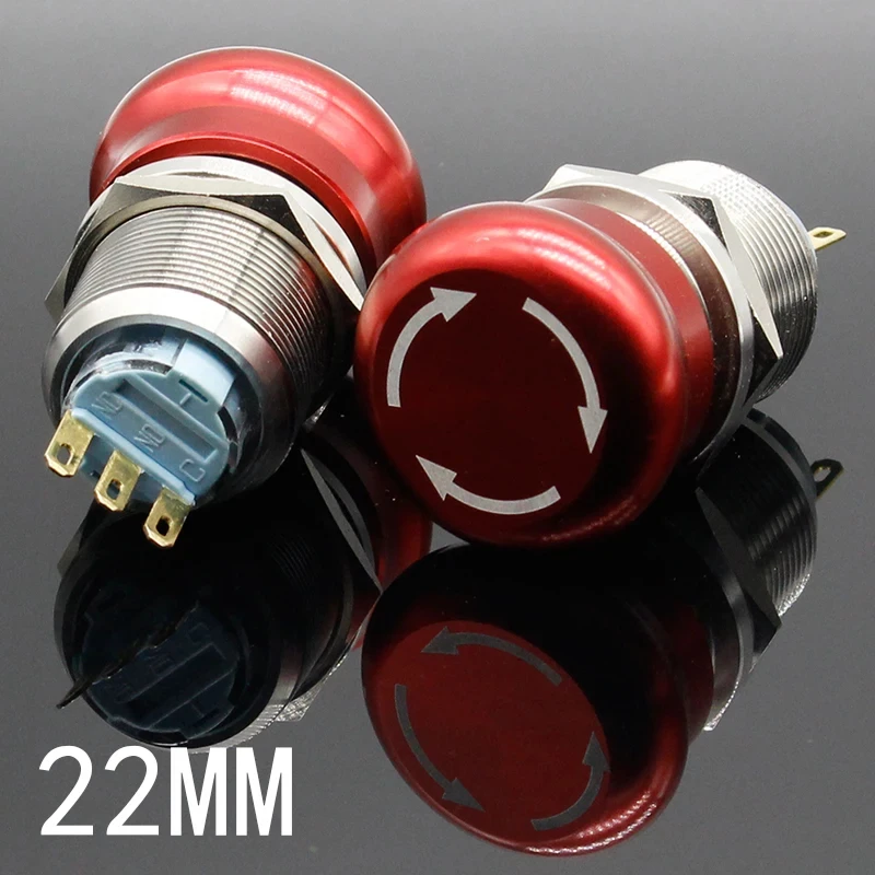 1pc Taste Schalter 22mm Wasserdicht Edelstahl Wasserdicht Metall Rast Notfall STOP Push Button Schalter Image