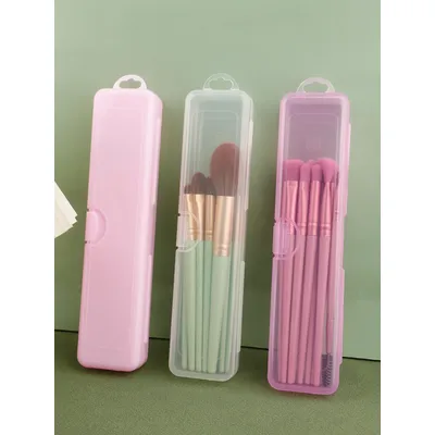 Makeup Brush Organizer Portable Dustproof Pencil Case with Lid Eye Shadow Brush Eyebrow Pencil Organizer Travel Toothbrush Case