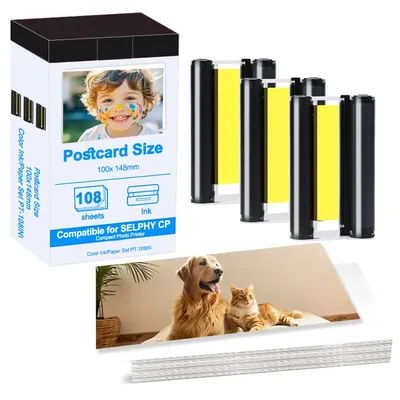 Photo Paper Cartridge Set Compatible For Canon Selphy CP1300 CP1500 CP1200 CP1000 Photo Printer KP-108IN KP-36IN Selphy Ink