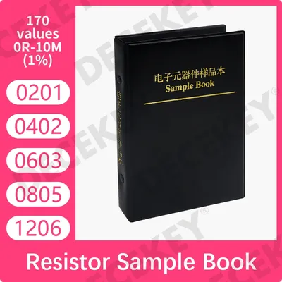 Widerstandskit SMD-Buch 0805 Widerstandssortimentskit 0201 0402 0603 1206 1 % FR-07 170 Werte 400 Werte 0R-10M Smd DIY Musterbuch Image