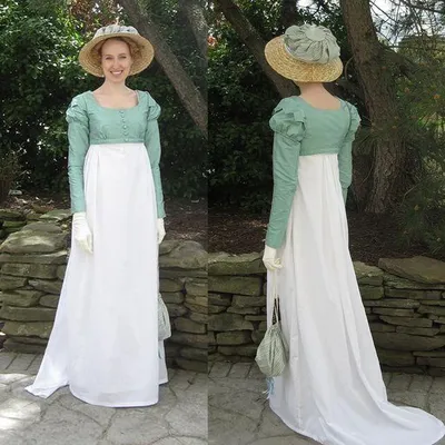 1810er Jahre British Regency Era Jane Austen Kleid Damen Fancy High Waist Jacke mit Kleid Image
