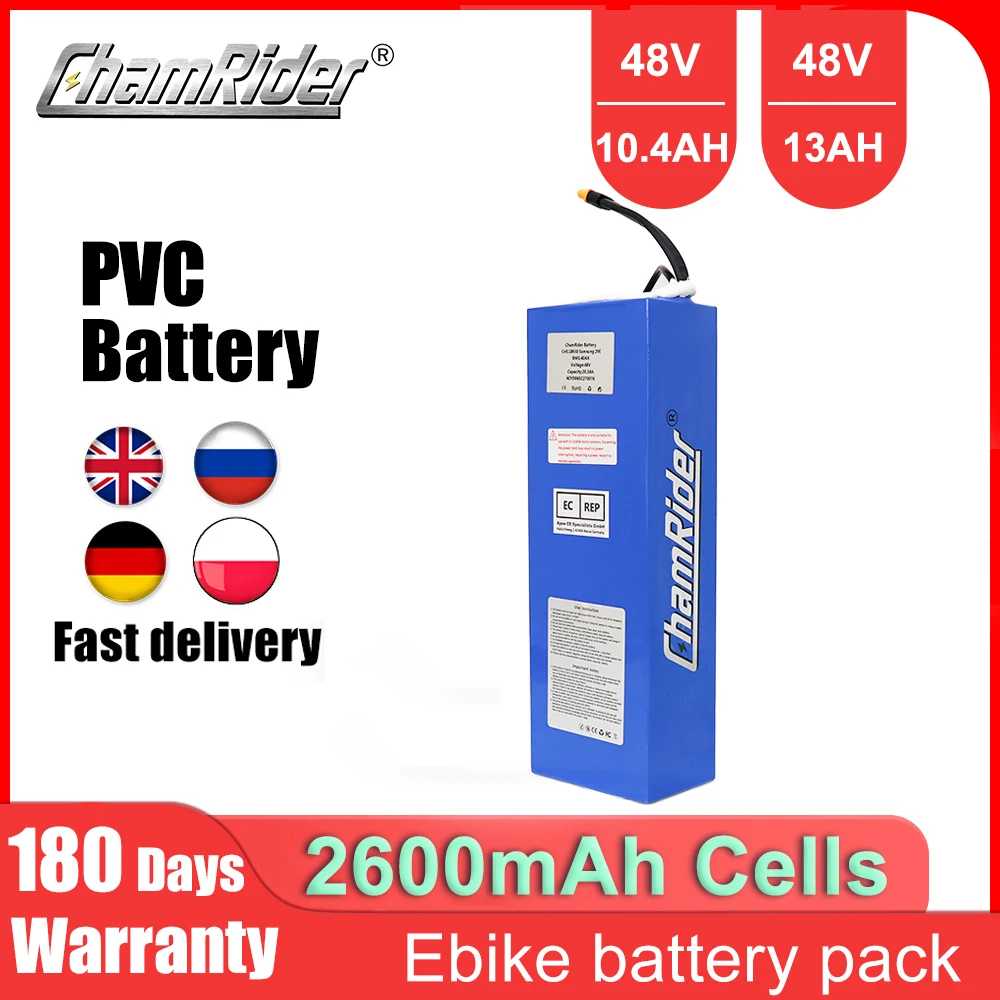 Chamrider 48 V Akku 10 Ah PVC-Akku BMS-Akku 30 A 18650 Lithium-Akku Elektrofahrrad Elektroroller Image