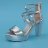 10cm kleine 32-43 elegante Damen Büro Bandage Plattform Schuhe Sommer Block High Heels Gladiator