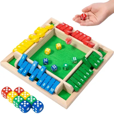 Shut The Box-Spiel, 4-Spieler-Würfelspiel aus Holz, das für Partys und Versammlungen perfekt ist. Es Image