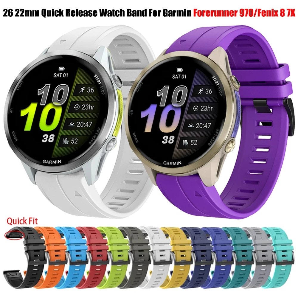 22 mm 26 mm Gummiband für Garmin Forerunner 970 965 955 Fenix 7 7X 8 E 6X 6 Pro 5 5X Armband Instinct 3 Tactix Quick Fit Armband Image