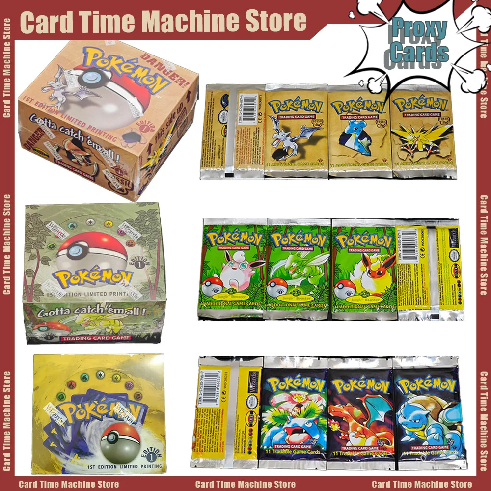 Pokemon Foil 36 Pacchetti 1a Edizione Classic Base Set Carte Proxy PKM Giochi da Tavolo Set Completo Collezione di Carte Giocattoli Regalo Nuovo
