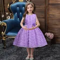 Abito da festa per bambini dolce viola per ragazza abito da damigella d'onore per bambina in cotone